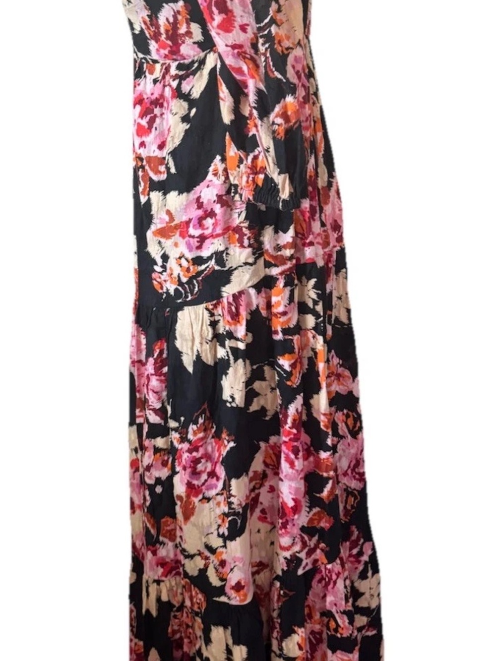 Anthropologie Somerset Floral Puff Sleeve Maxi Dress Black Pink Medium NWT - Picture 11 of 15